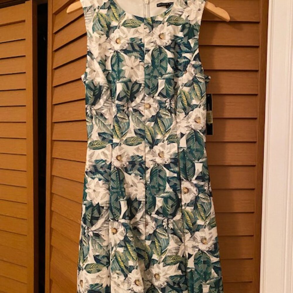 ANTONIO MELANI FLORAL INGRID DRESS GREEN/WHITE SIZE 4 NWT